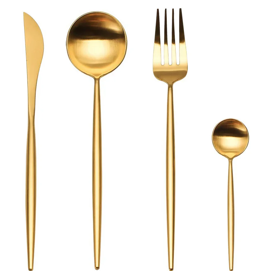 
Portugual Style PVD Gold Plated Cutlery Set Stainless Steel Crockery 