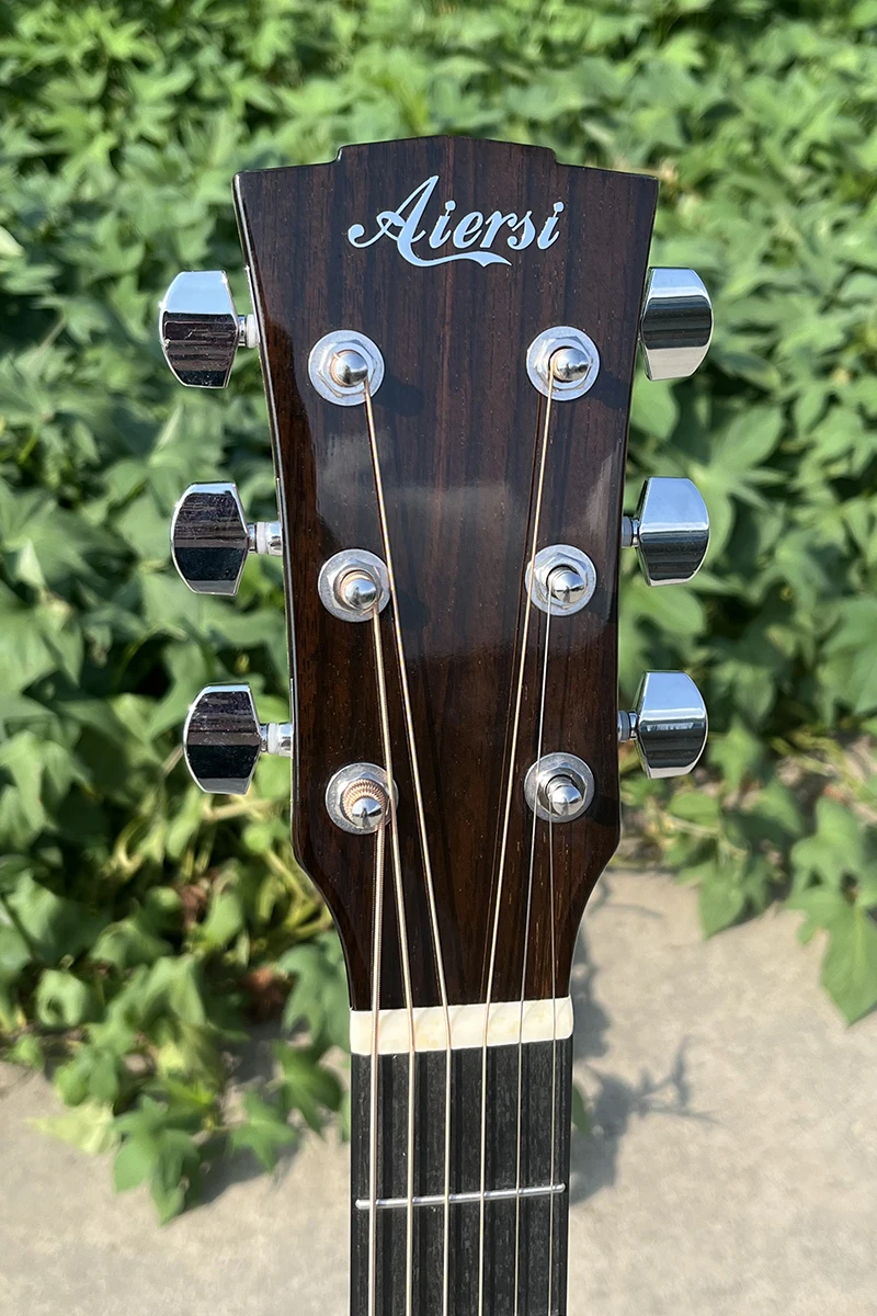 Aiersi Vintage Sunset Glossy Solid Spruce Top Orchestra Acoustic Guitar