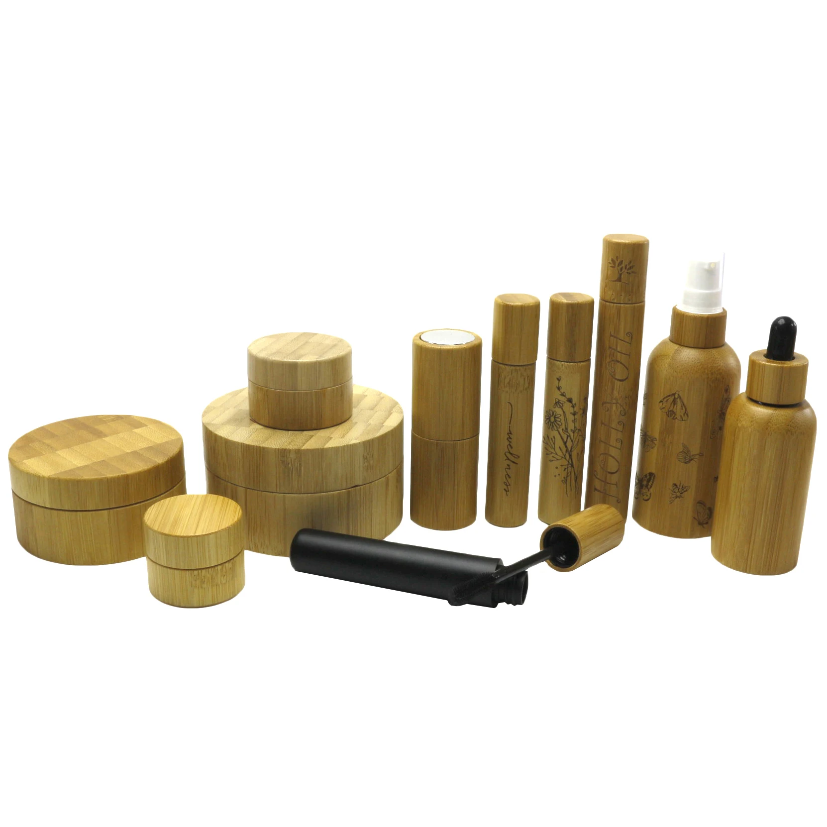 Natural Bamboo bottle jars Empty bamboo Cream Jar bamboo roll on bottle GJ-CC198