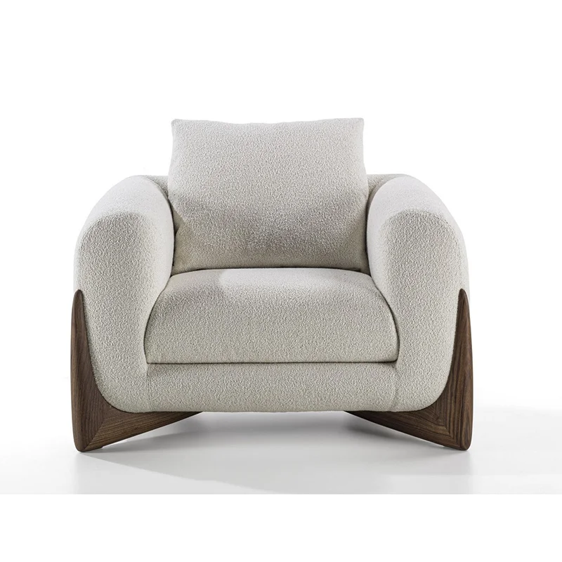 Walnut Solid Wood Leisure charis With Fabric Armchairs with Armrests Hotel Villa Living room Lounge chairs