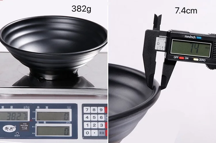 Japanese Ware Restaurant Melamine Black Rice Ramen Soup Noodle Udon Bowl