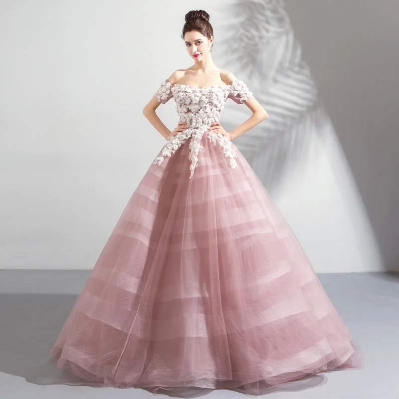 Bridal Wed Dress Embroidered Vestidos De Novia Off Shoulder Wedding Dress Bridal Gown Floral Wedding Dress