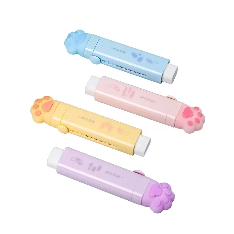 New cute cat claw automatic eraser retractable push-pull cartoon eraser without debris