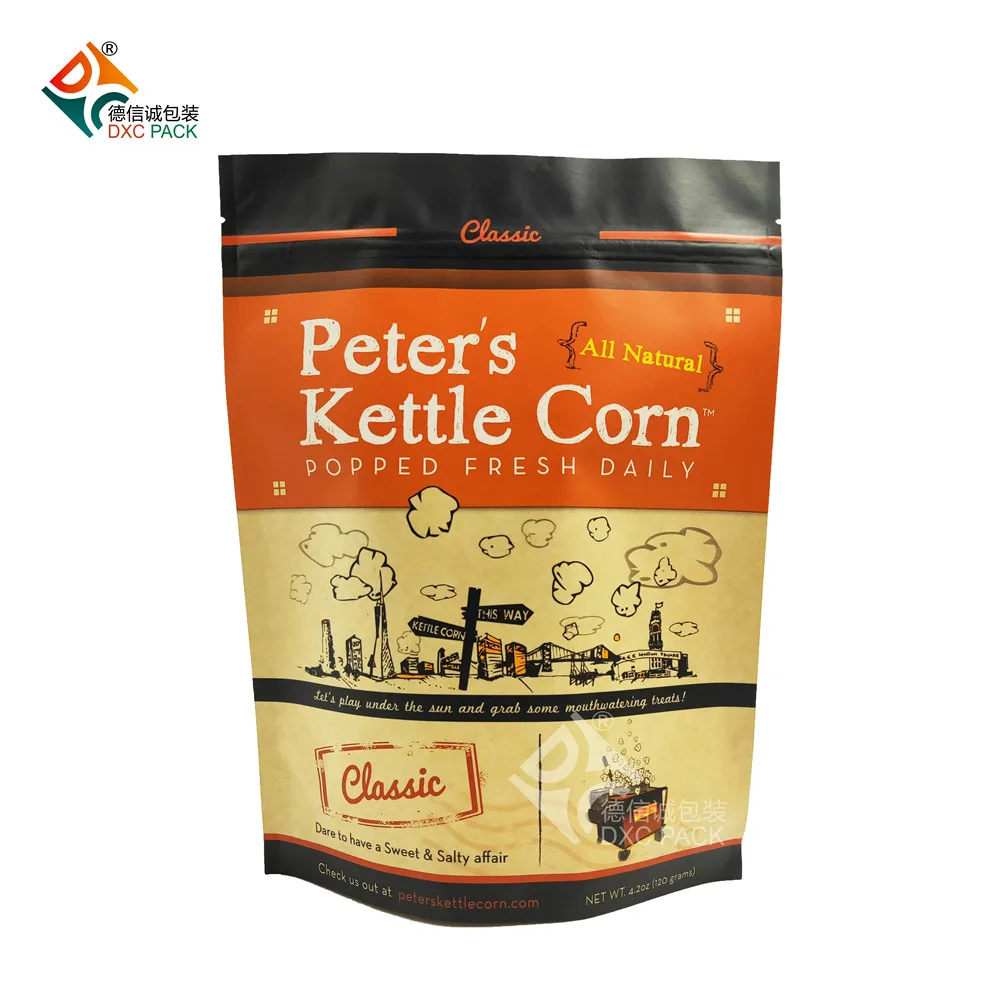 Zip Lock Brown Kraft Paper Bag With Plastic Lining