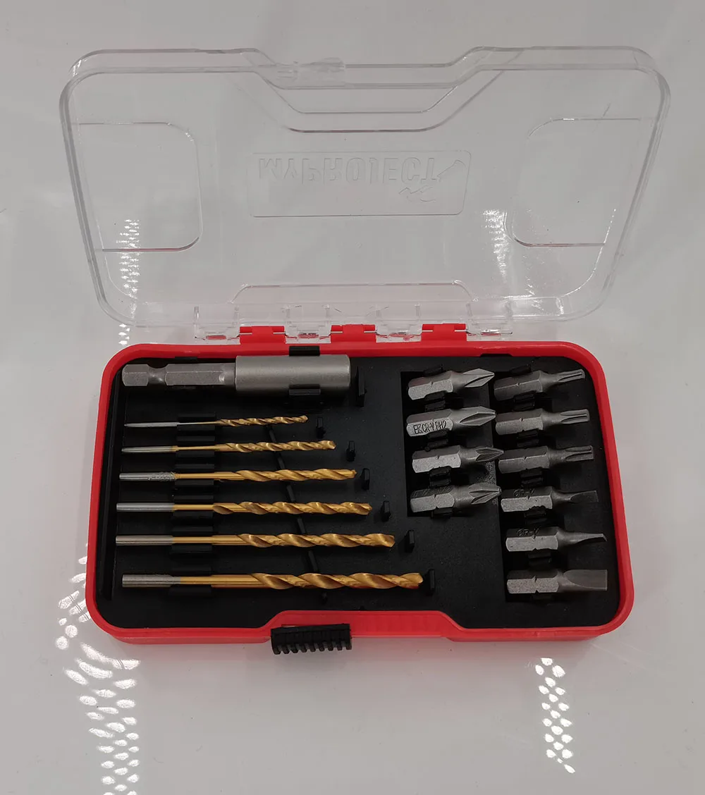 Chrome vanadium 17 pcs wood Twist drill bit screw driver set bits for electric drill