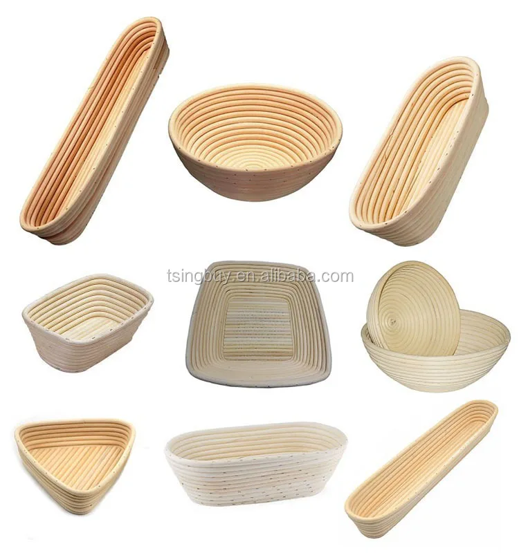Stocked Natural Rattan Banneton bread proofing basket with baking liner