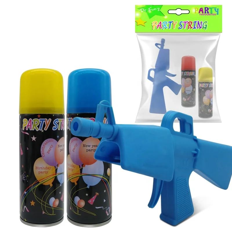 high-quality 150ML non-flammable Party String with Toy-Gun /Crazy Ribbon with Toy-Gun