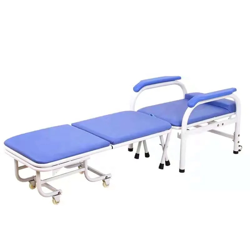 Multifunctional stainless steel hospital ward escort chair dual-purpose escort bed folding escort chair