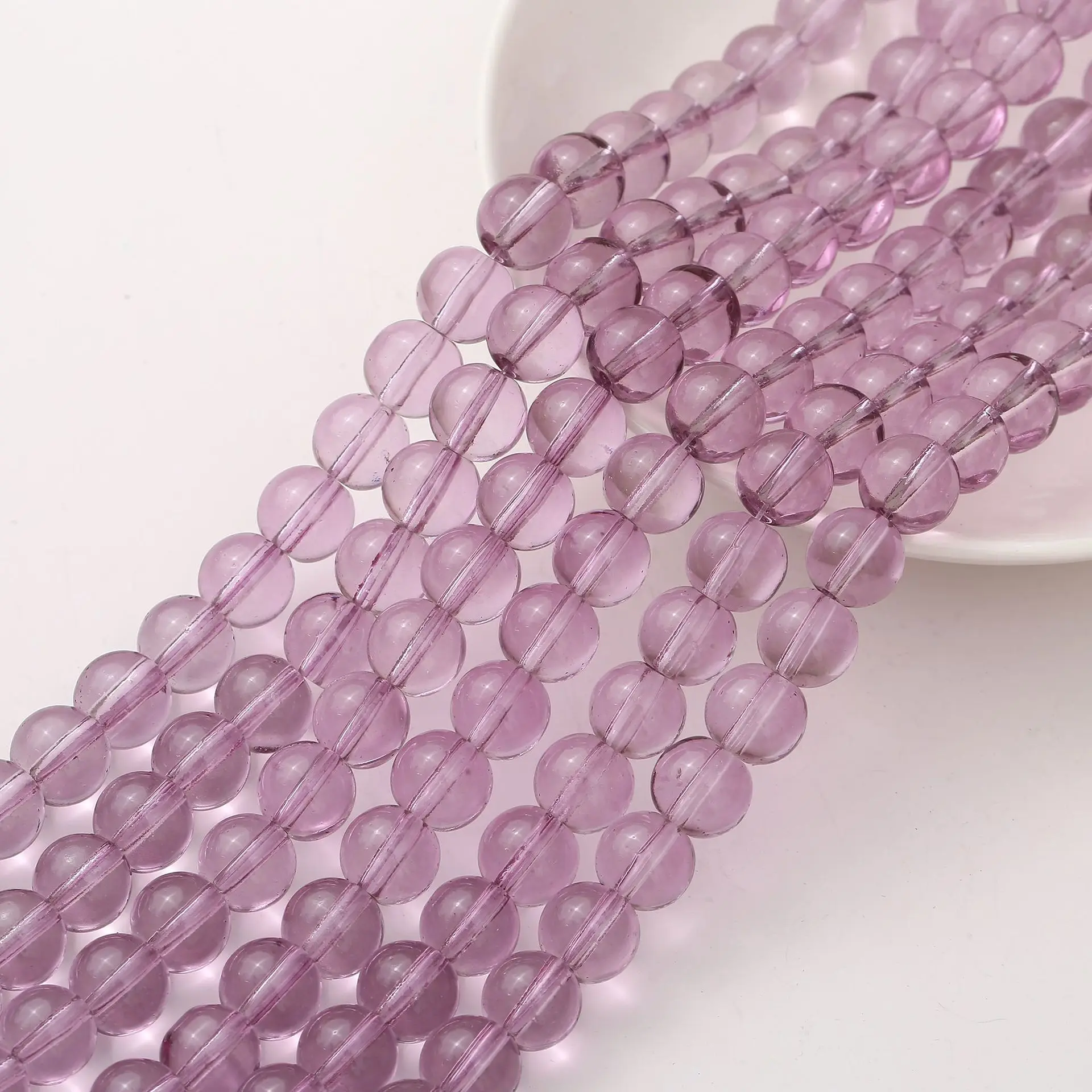 New imitation jade transparent glass round beads with crystal lampwork loose beads