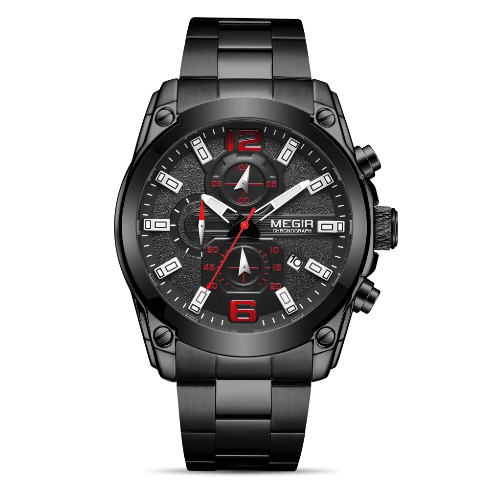 New Product High Quality  Quartz Men Sport Watch Luxury Megir Steel Watch