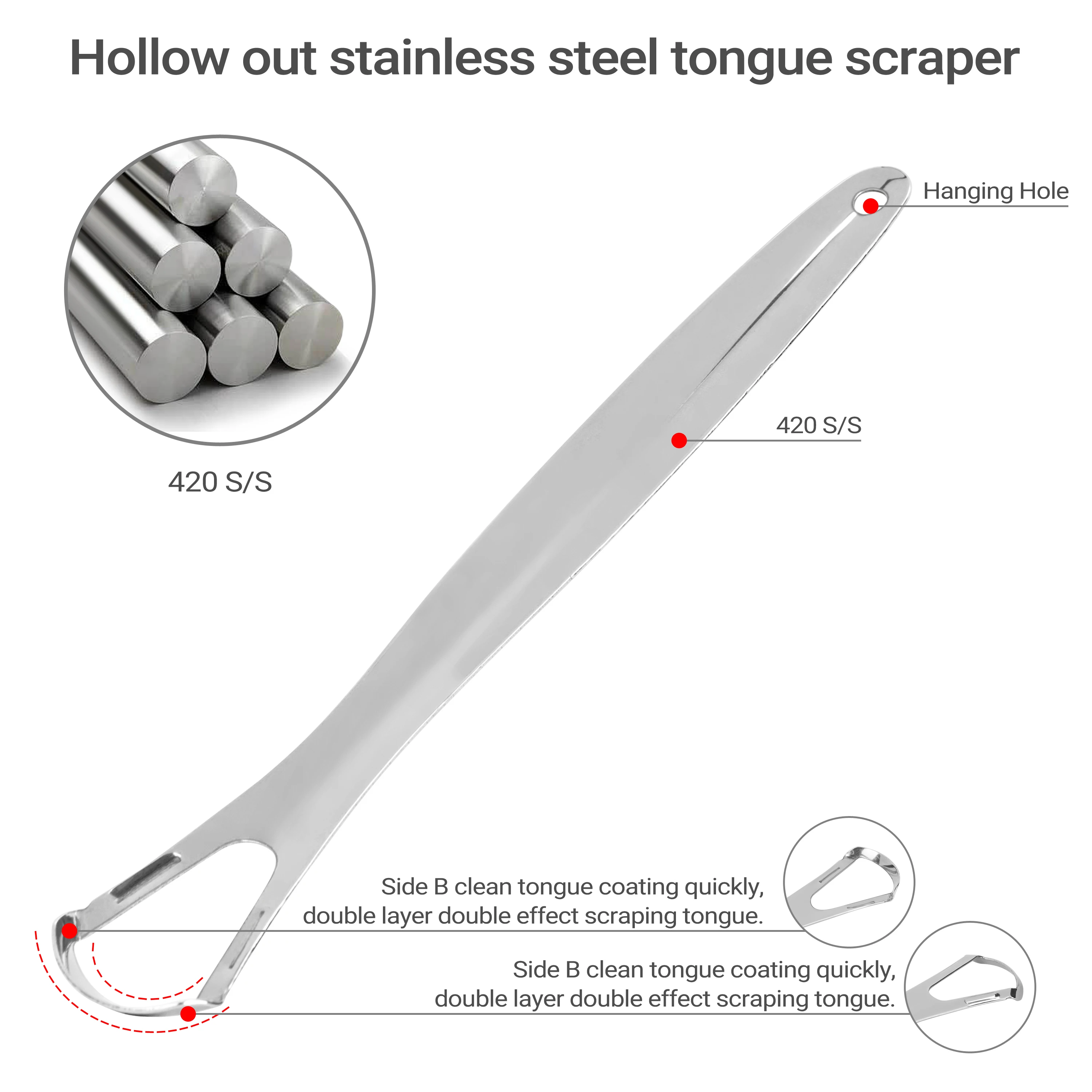 Stainless Steel Personal Care Tongue Cleaner Tongue Hygiene Product useful home use Tongue Scraper