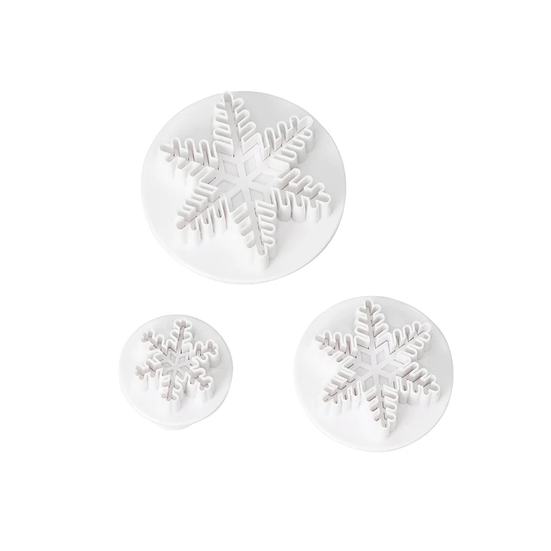 3-piece snowflake cookie mold Clay toy cake tool Fondant tool Plastic cookie cutter