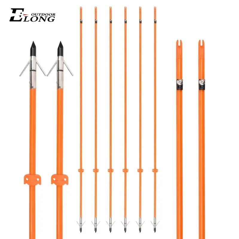 Elong 32inch Bowfishing Arrows for Recurve Compound Bow Solid Fiberglass Shaft Broadheads Fish Hunting Arrow