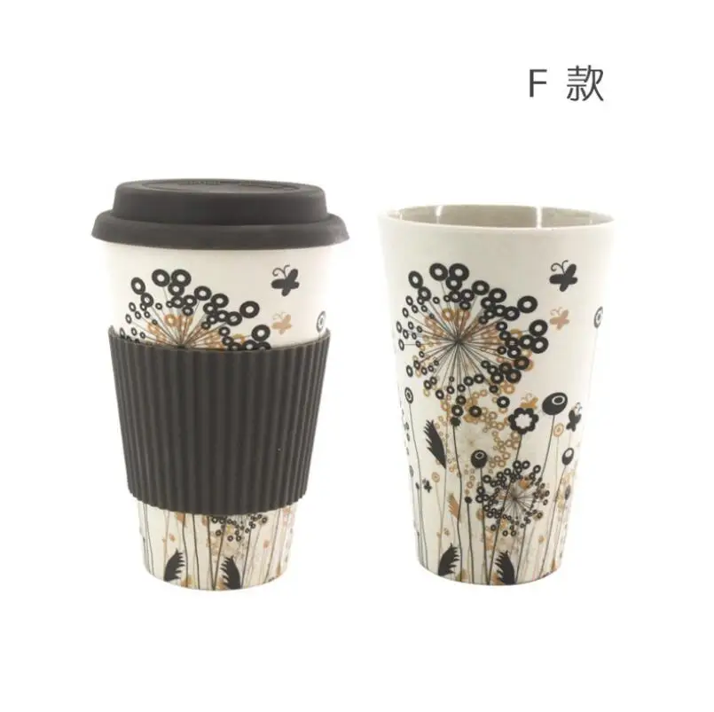 Пластиковая кофейная чашка из пшеничной соломы и бамбукового волокна с силиконовым рукавом и крышками