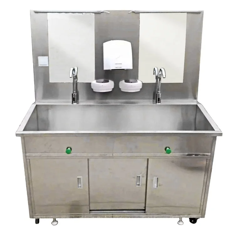 High-quality two-person high-back stainless steel silent sink with beauty mirror