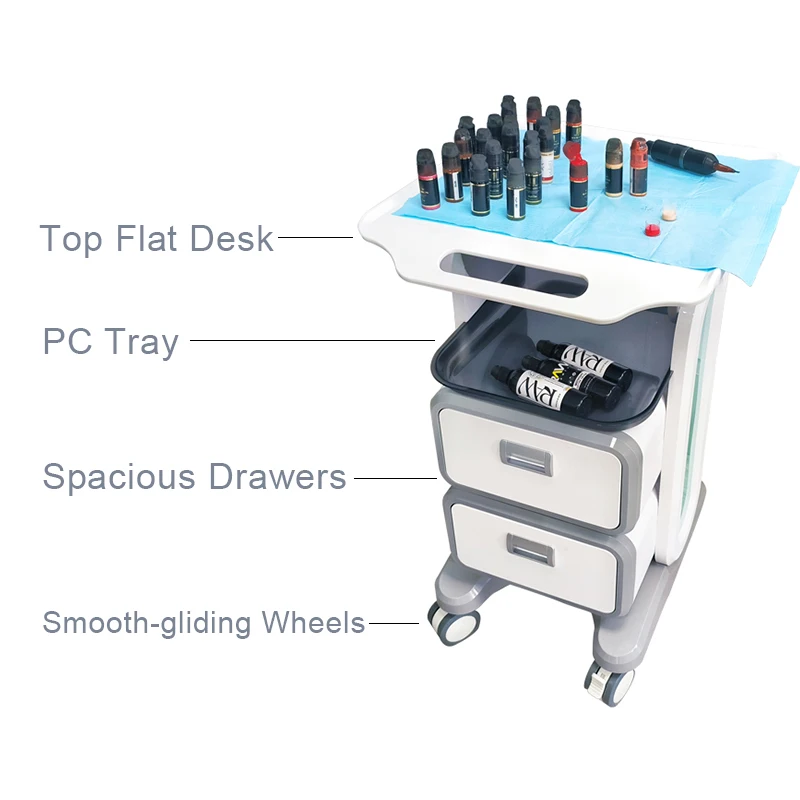 Professional Universal Utility Cart with Wheels  PMU Work Station Body Art Beauty Dental Trolley Lab Cart
