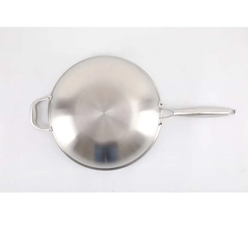 Factory price 34cm fry pan stainless steel chinese wok with lid