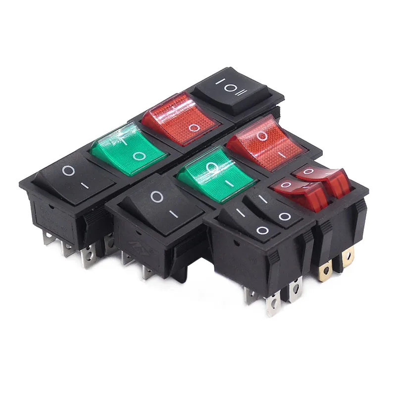 KCD4 25X31mm Black Rocker Switch 6 Pin Double Reset Switch 16A 250V 20A 125VAC Automatic Reset
