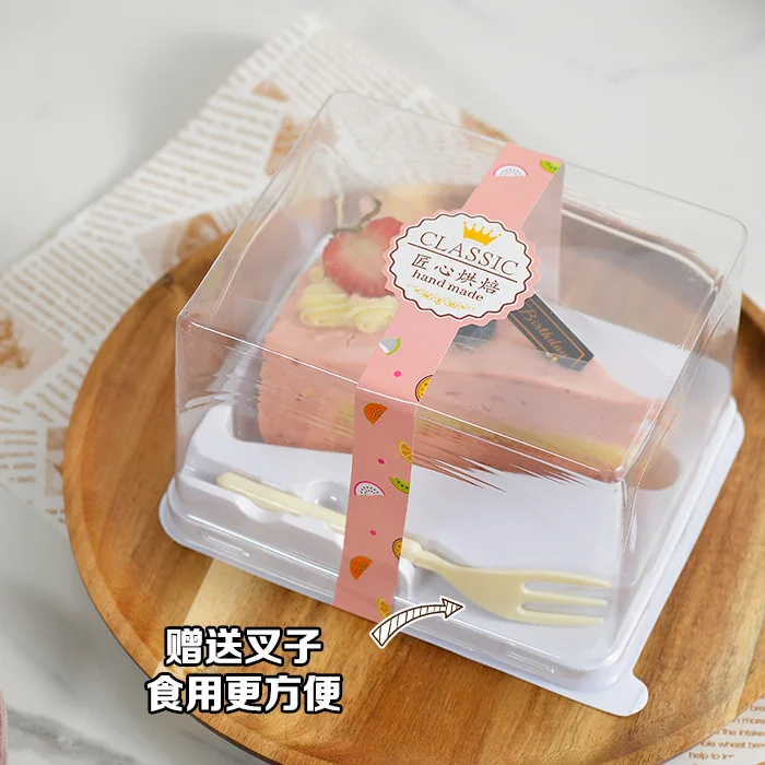 Disposable Blister Cake Box High Quality Square Pastry Cake Box Plastic Dessert Tiramisu Cake Box