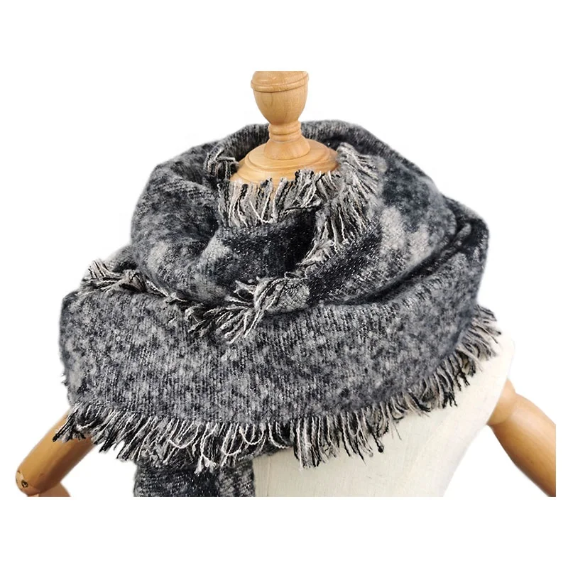 
New Pop Geometric Patten Boho Design Shawl Women Autumn Winter Bevel Edges Lurex Hijab Scarf 
