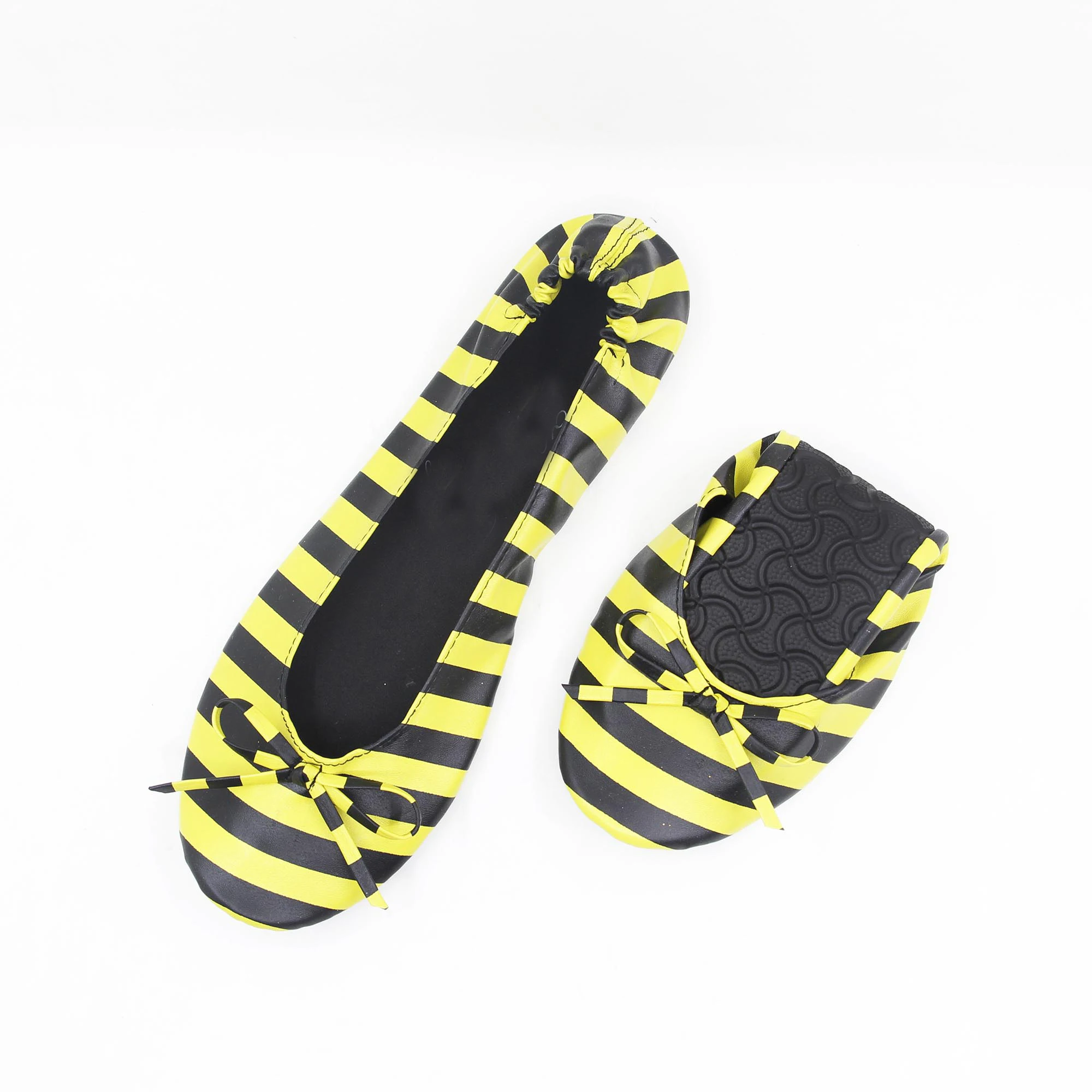 Popular Customized  Party Shoes Ladies Foldable Bee Patterned Rollable Shoes