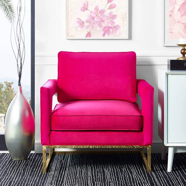 Hotel multicolor velvet modern single lounge living room  furniture velvet accent chairs