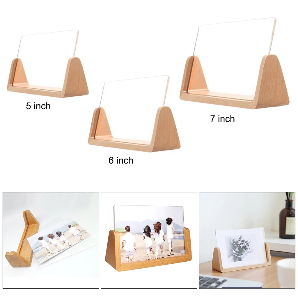 Wooden Photo Frames, Wood Acrylic Photo Frame, Detachable for Home Desk Decoration