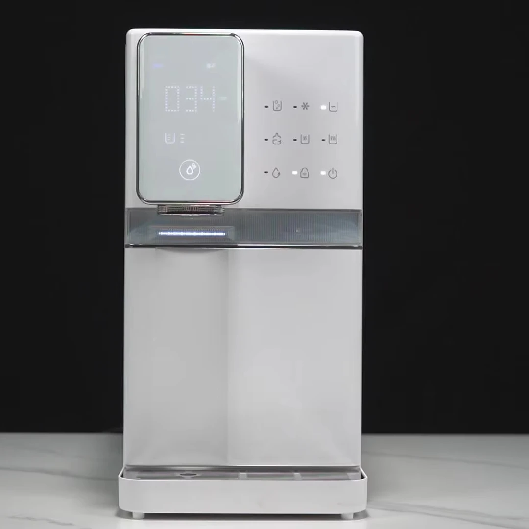 High end Hot Cold Sparkling soda water dispenser countertop tank or pipe connect mode Compressor  200G RO water purifier  UVC