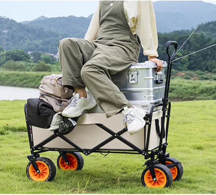 Foldable 4 Wheel Trolleyl Wagon Hand Garden Collapsible Portable Folding Cart Trolley