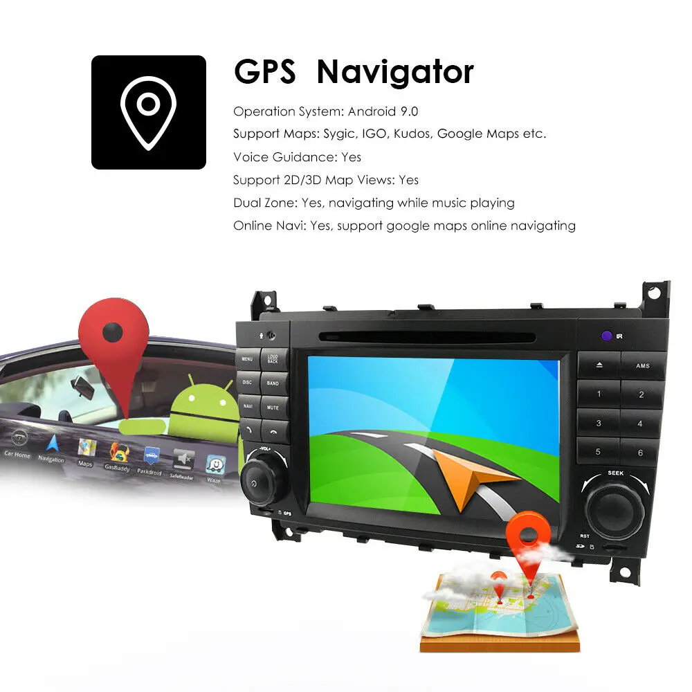 
iPoster hot-selling Car stereo Sat Nav WIFI DVD for C/CLC/CLK Class W203 W209 Android 9.0 Mercedes 