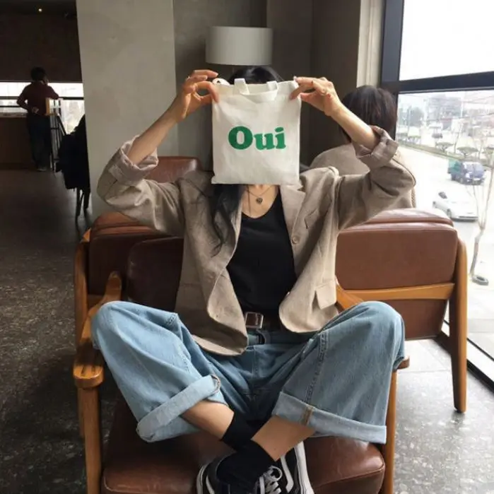New Style Fashion Custom Simple Small Canvas Bag with Single Shoulder Strap Korean Style Cotton Tote Bag with Zipper