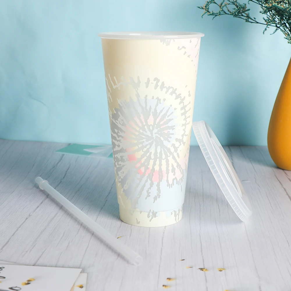 24oz изменение цвета кружка с сублимационной печатью оптовый заказ многоразовый пластиковый стакан