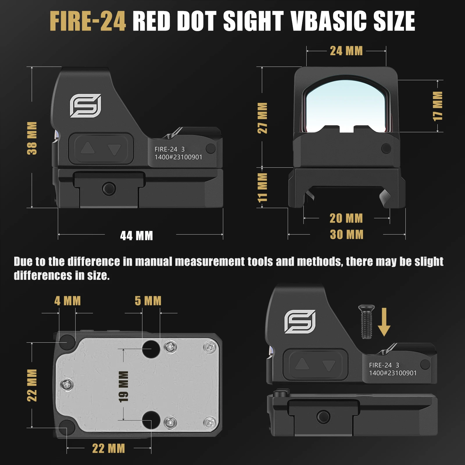 Fire-24 OEM Shake Awake 3 Reticles IPX7 многоуровневые оптические красные точки