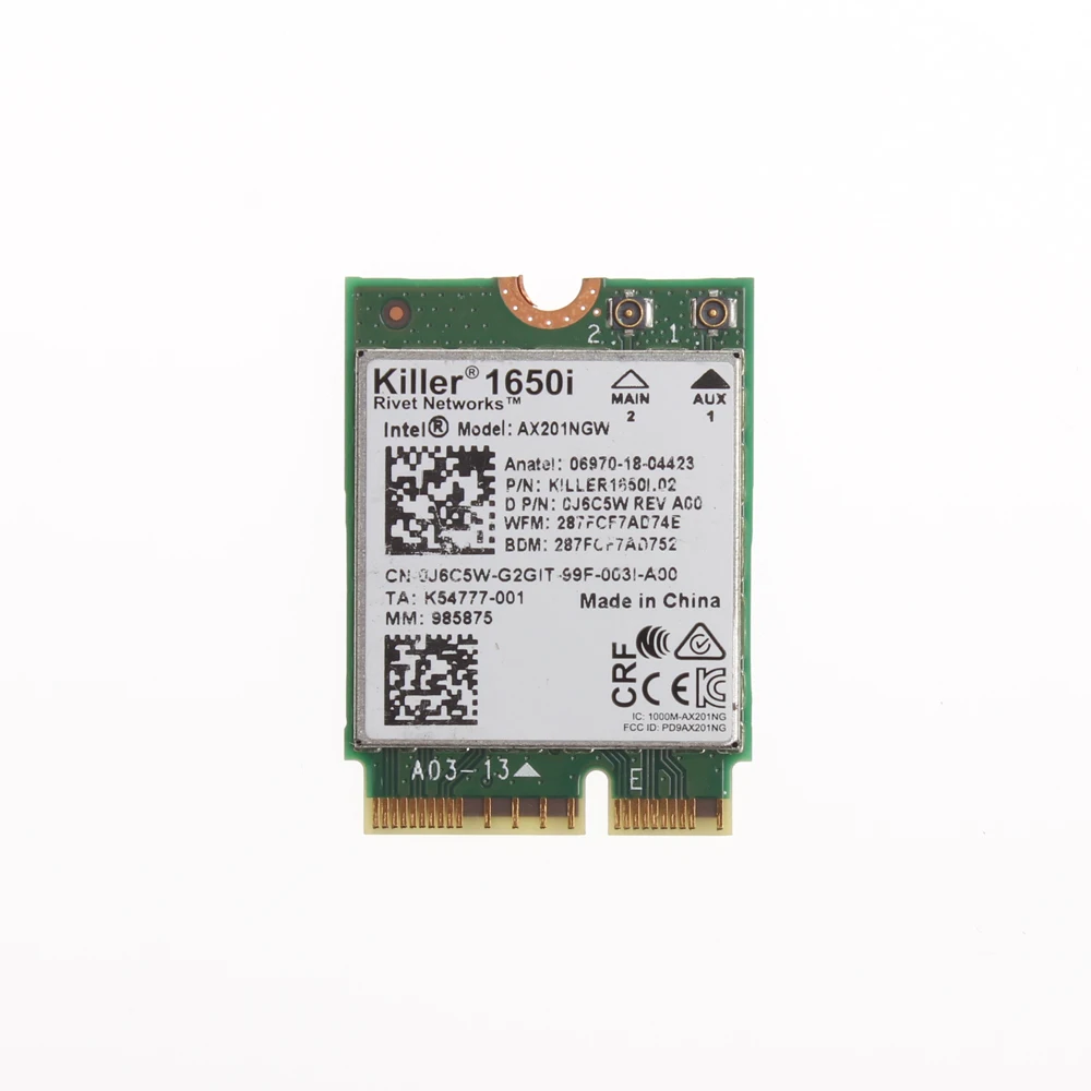 Для ноутбука Killer AX1650i AC двухдиапазонный 2 4 Гбит/с беспроводной AX201NGW Wifi карта 802.11AX/A/B/G/N BT 5 0 для Windows