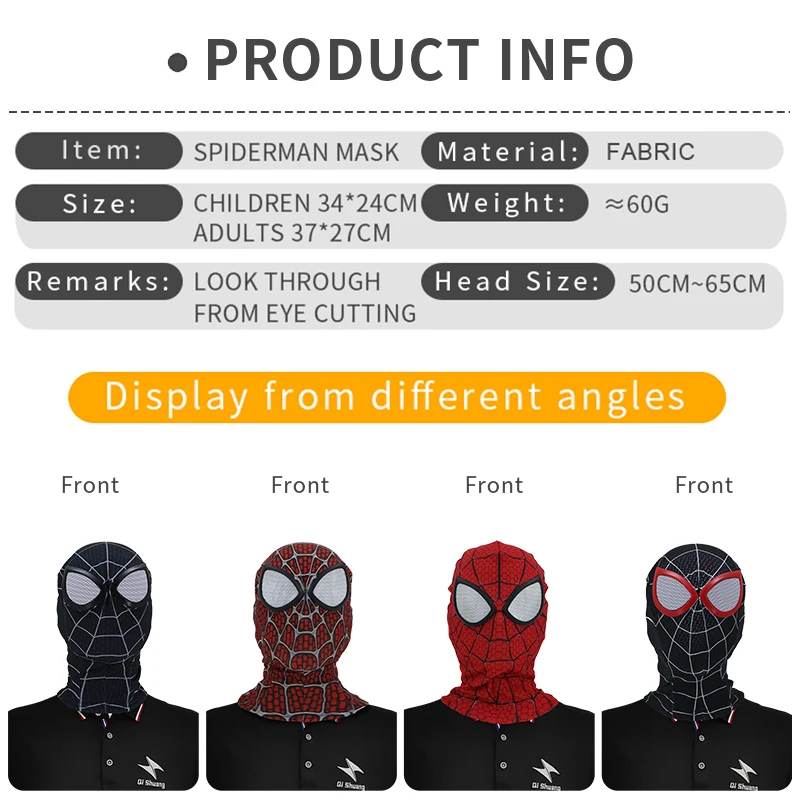 Hot Sell Halloween Custom Design Black Spider Man Personalised Masquerade Hero Game Super man Party Masks