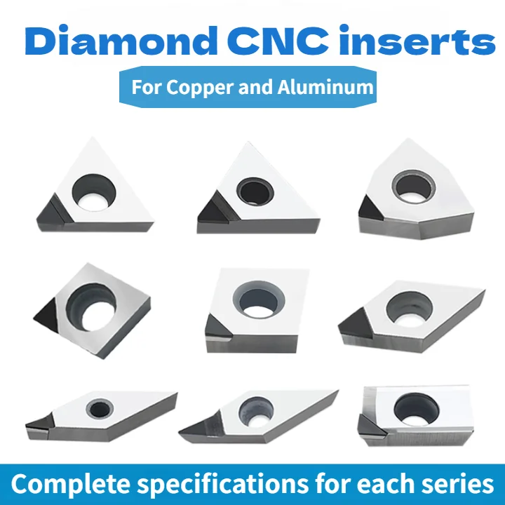 Diamond inserts for copper and aluminum CNC lathe tools turning tool grains super bright PCD cutter head