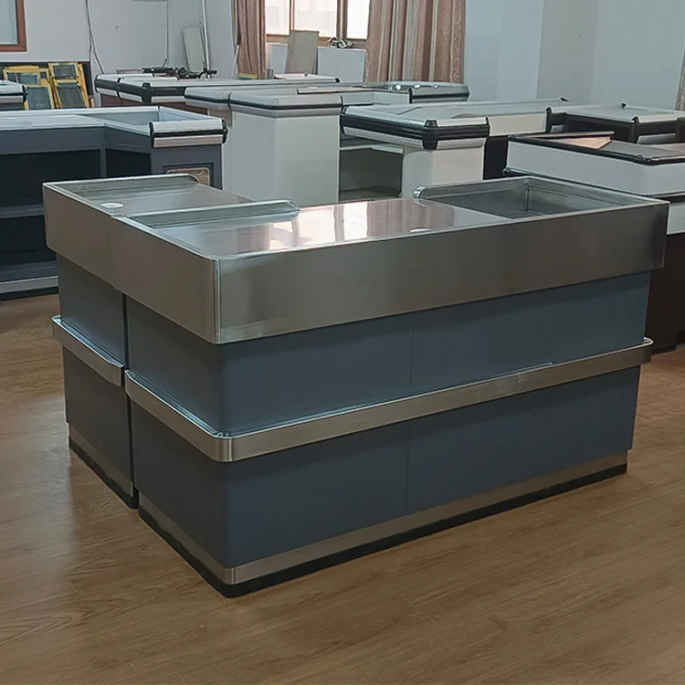 Heavy Duty Steel Supermarket Commercial Retail Supermarket Checkout Counter Cashier Desk