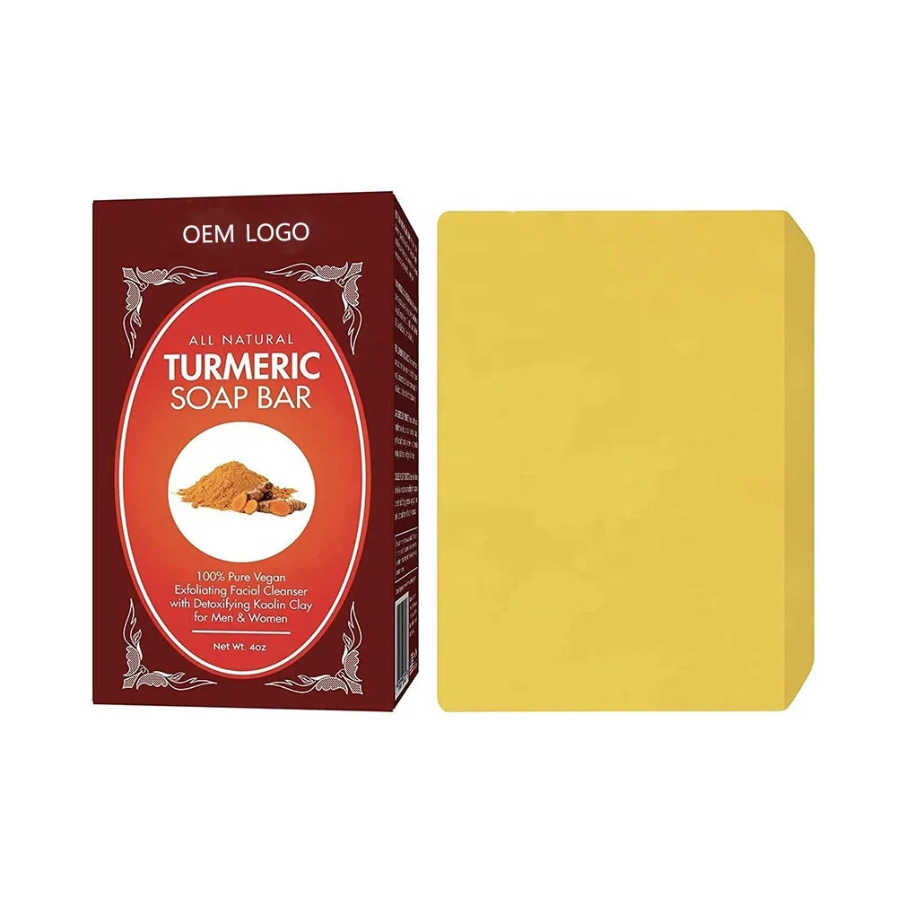Private label daily skin care turmeric soap organic turmeric bar best exfoliating detox soap savon curcuma brighten lighten skin
