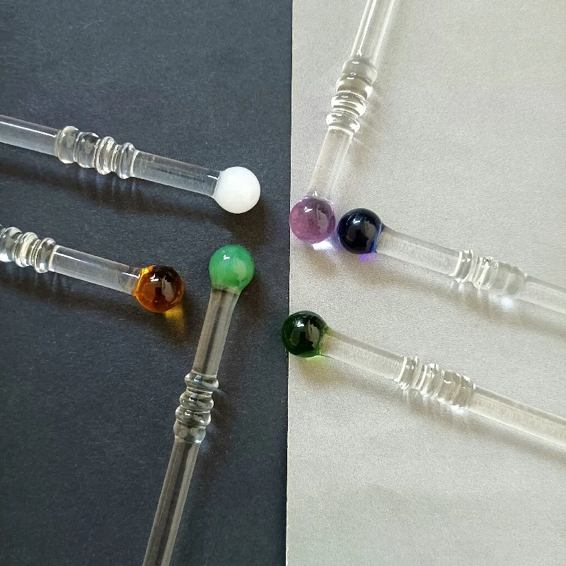 Eco-Friendly Product Colorful High borosilicate Glass Stirring Rod with Cute Bear Muddler with Round End for Milk and Wine