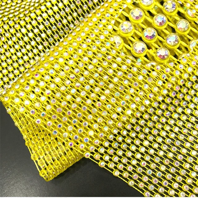 S120 Popular Shiny Elastic Stretch Crystal Rhinestone Fabric Net Mesh For Clothing Materials