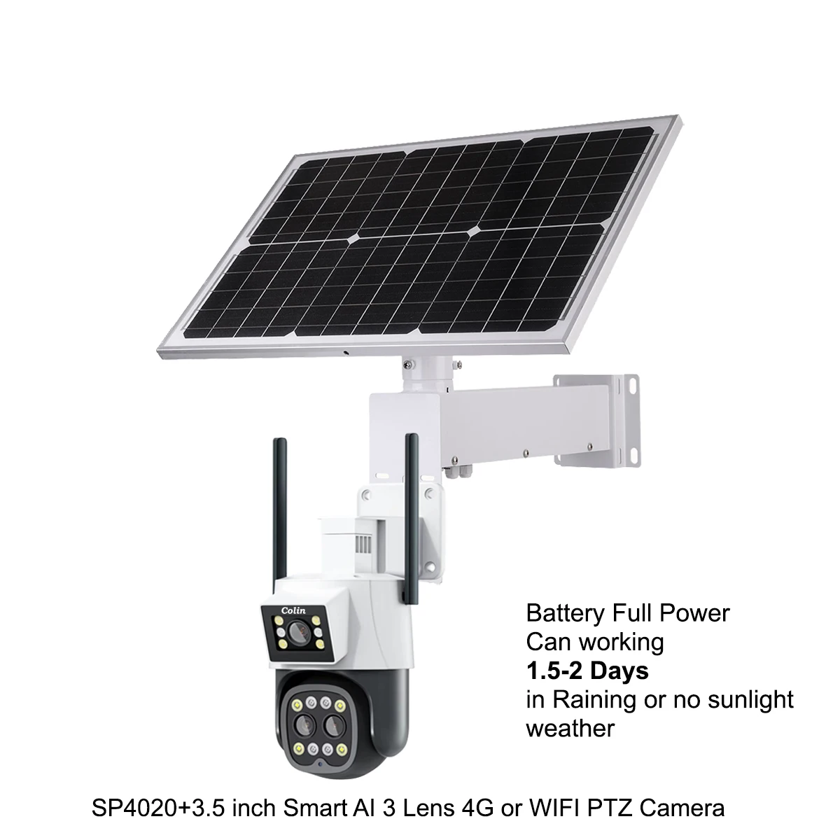 40W 20AH solar power cctv dual lens 3g or 4g sim card or wifi solar energy  10x zoom ultra hd 4k security camera