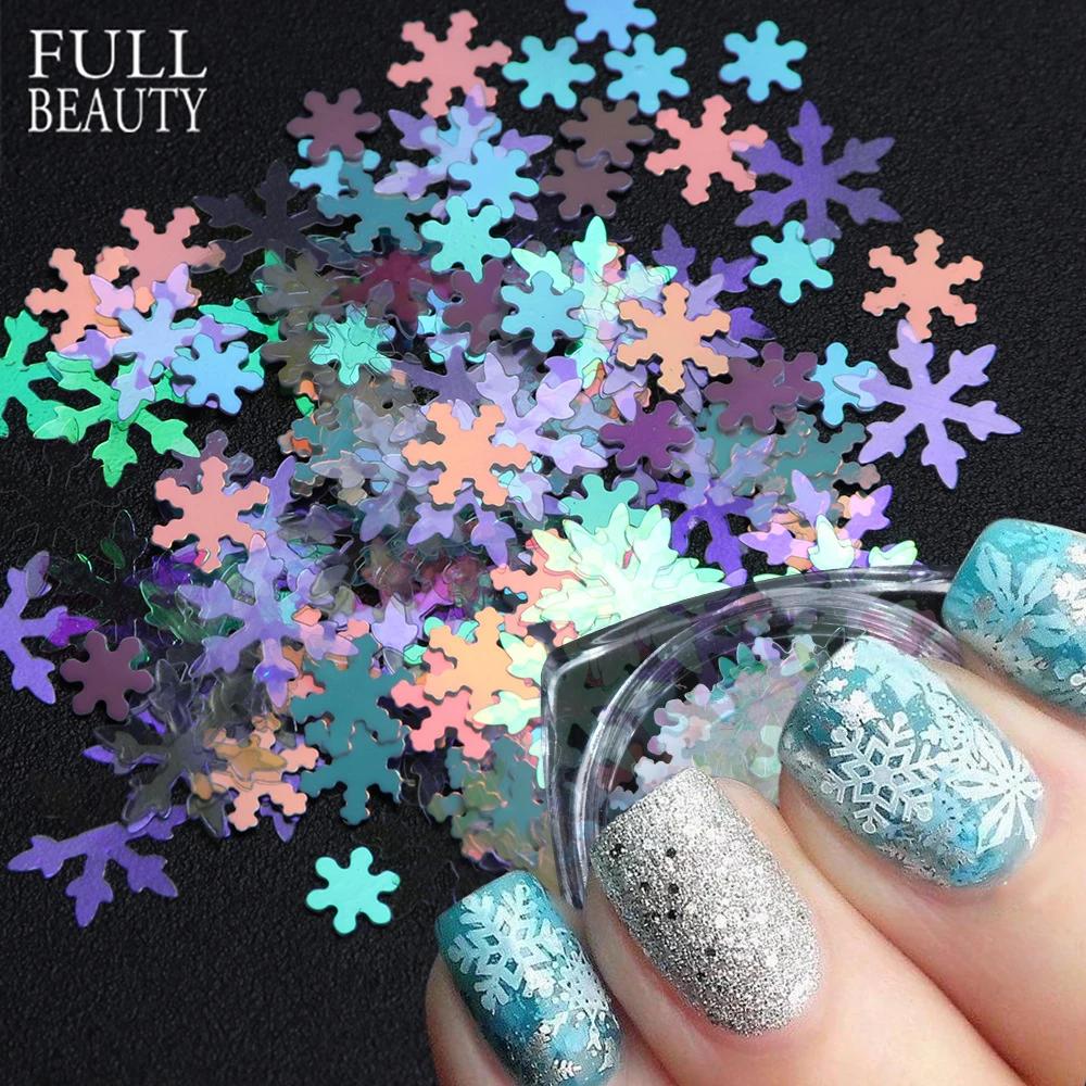 1 коробка голографические 3D лазерные пайетки для дизайна ногтей кусочки маникюрные украшения Рождественские снежинки Блестки для ногтей