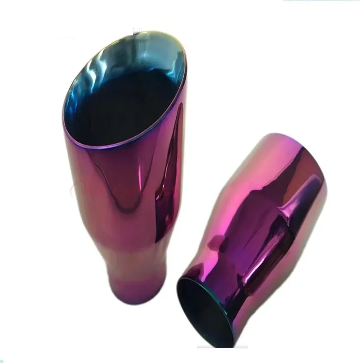 customizable Hot sale Universal stainless steel titanium Black pipe angle cut single wall exhaust muffler tip for car