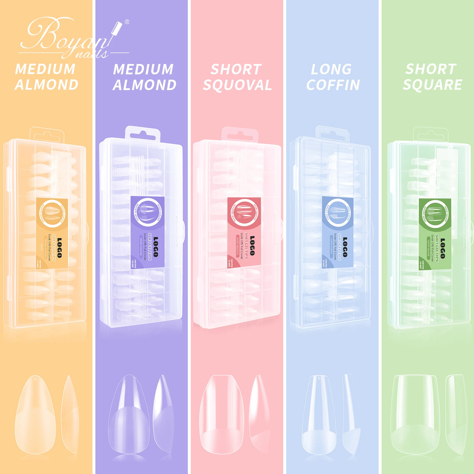 Factory wholesale fale nails acrylic private label oem soft gel nail tip false nails