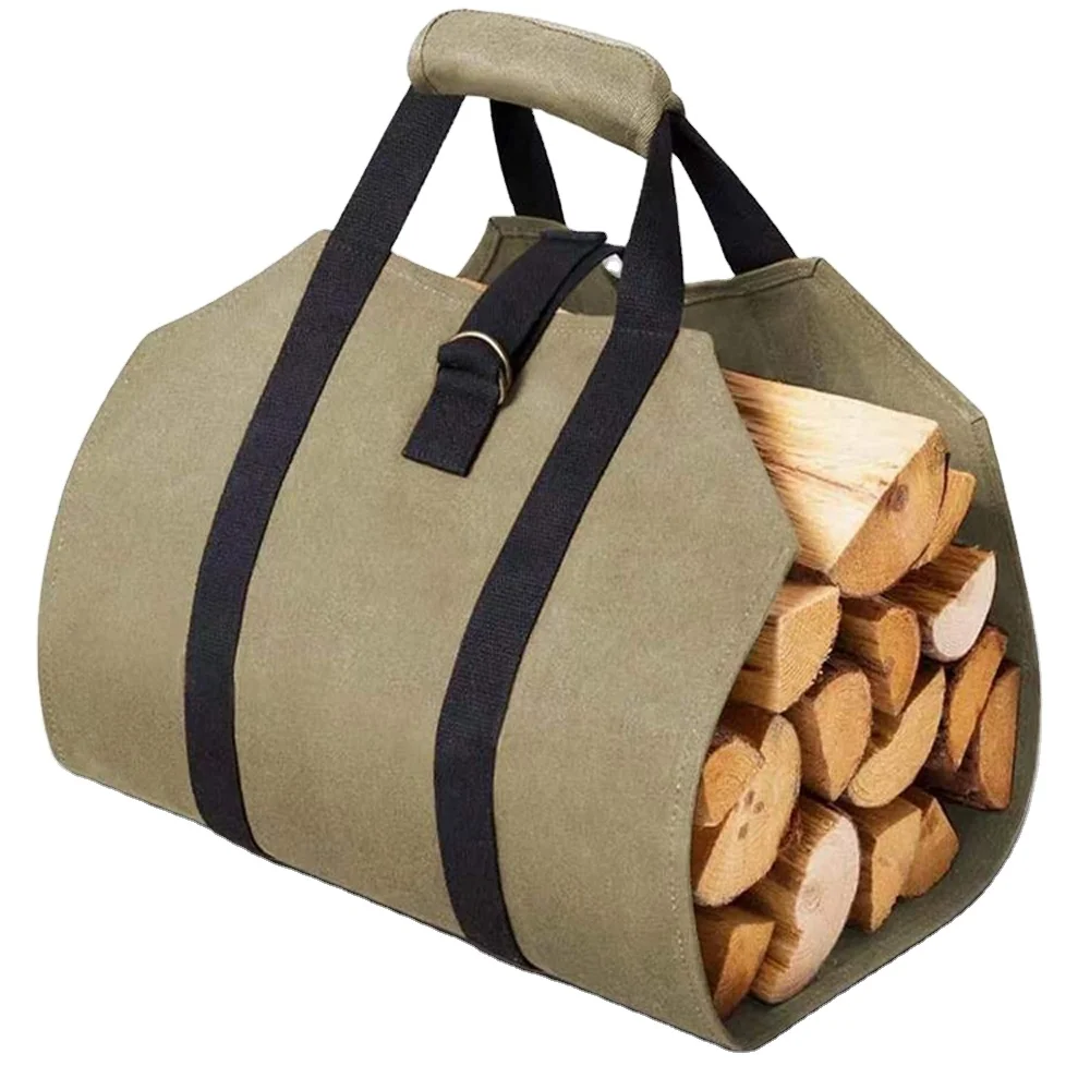 Household high-end log transportation, heavy-duty polyester firewood tote bag, green, firewood truck