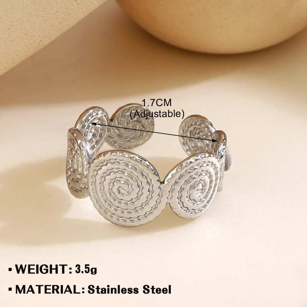 Fashion Temperament Stainless Steel Love Ring Female French Retro Popular Geometric Open Heart Titanium Steel Ring