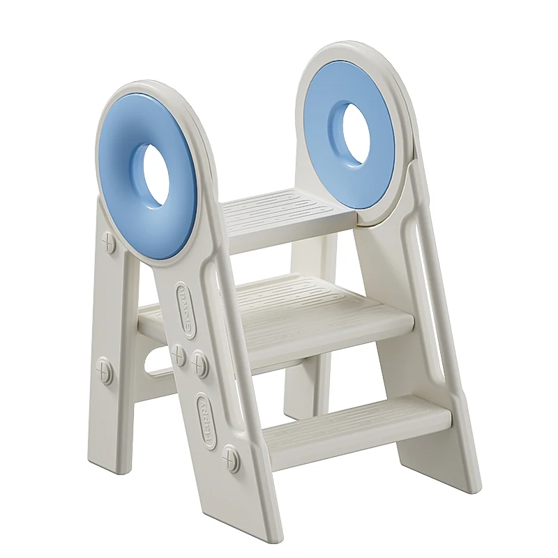Sturdy step stool for kids learning tower Lightweight plastic step stool for toddlers Three-step stool for kids with handles