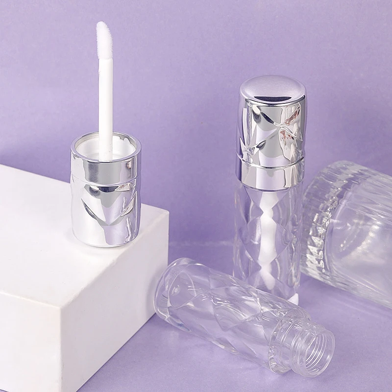 New Arrival 4.5ml Clear Rhombus Lip Gloss Tube with Silver Lid