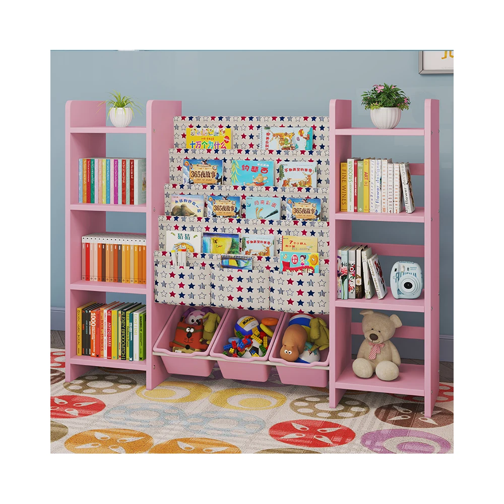 modern childrens Book Storage Rack, Nordic style wooden child bookshelves/