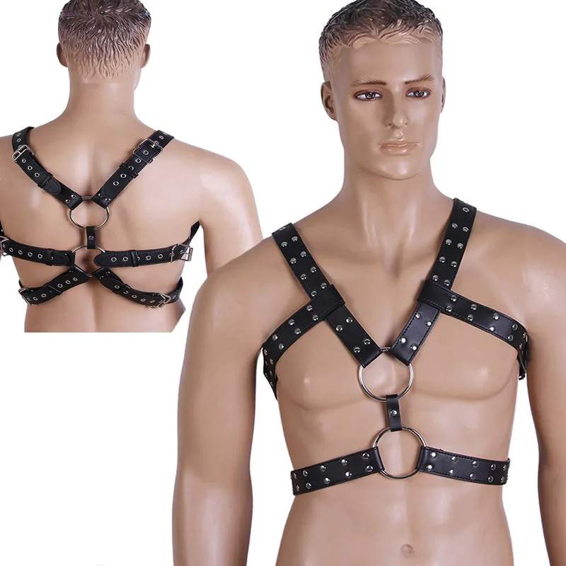 Wear Leather Clothes Bondage Body Restraints for Men Sexy Games Appliance